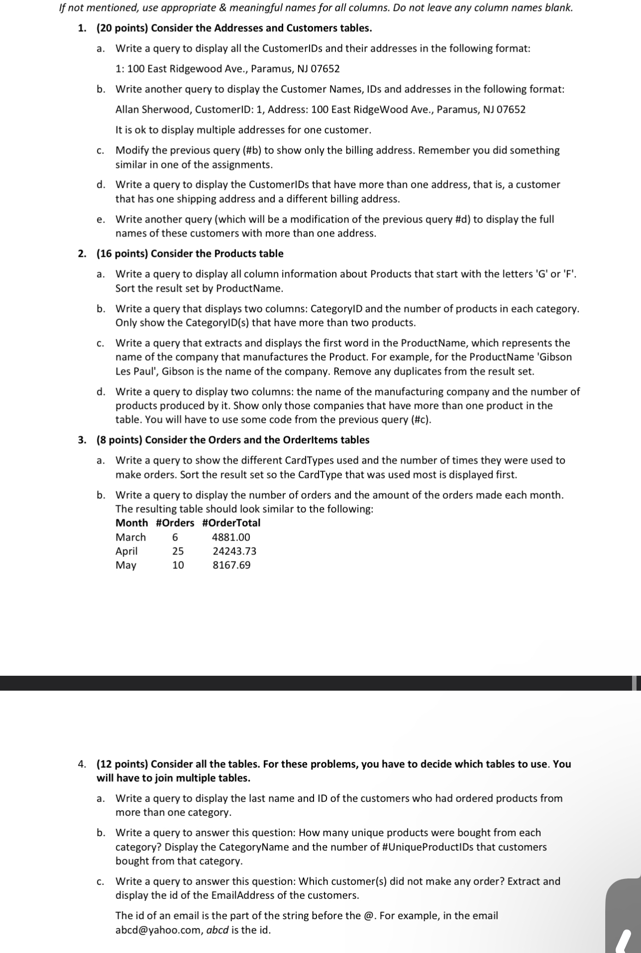 If not mentioned, use appropriate & meaningful