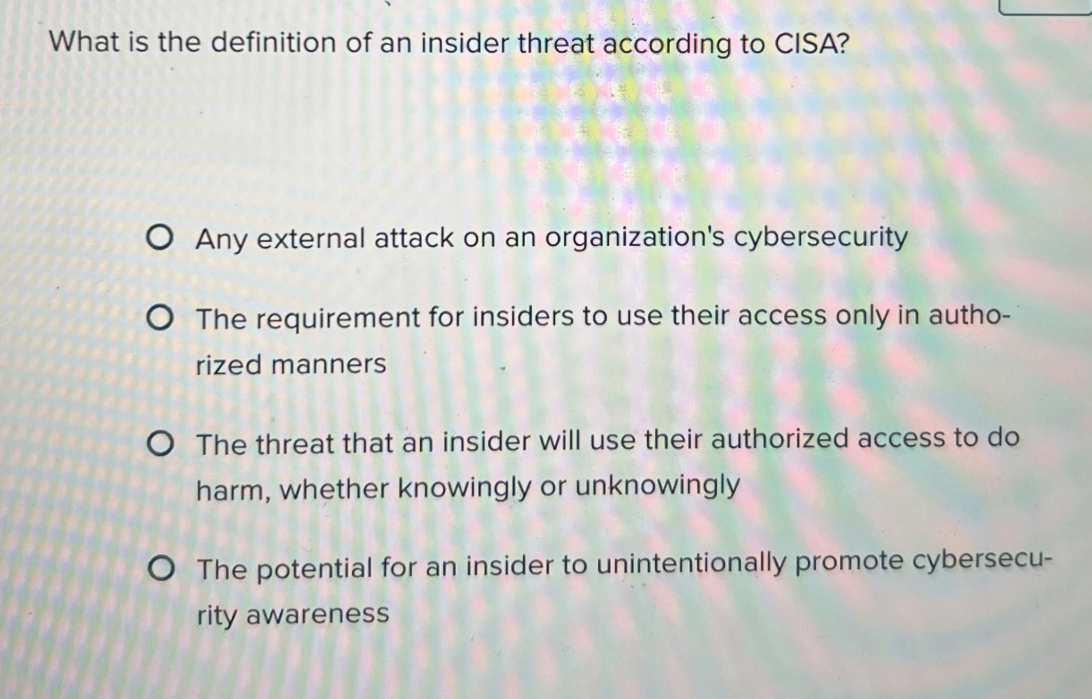 What is the definition of an insider threat