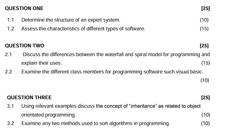 QUESTION ONE [ 2 5 ] 1 . 1 Determine the