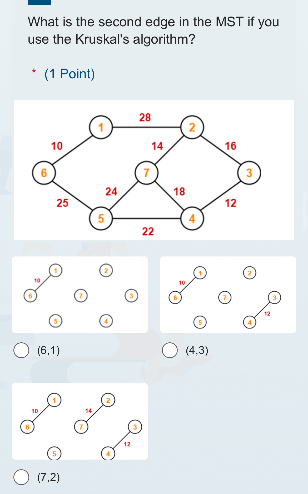 What is the second edge in the MST if you use the