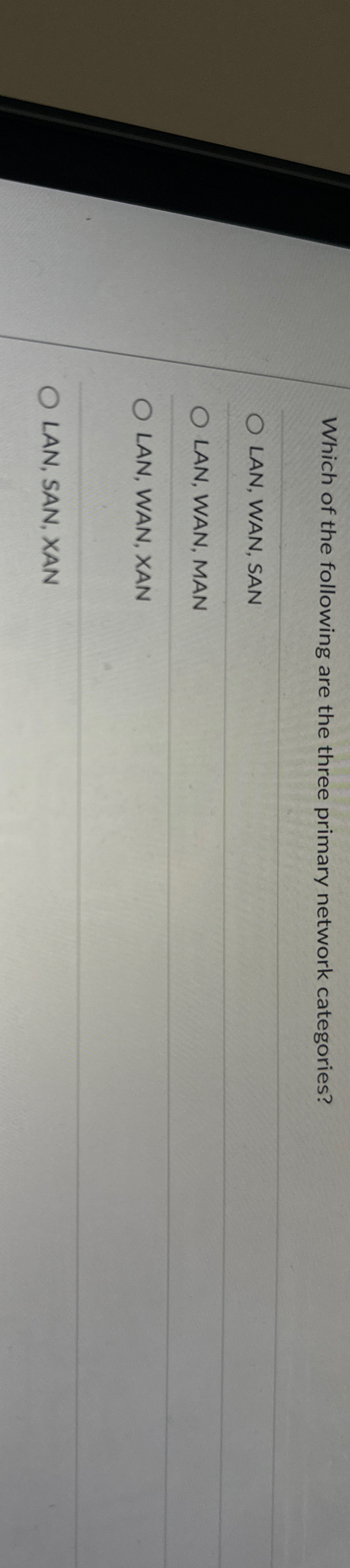 Which of the following are the three primary