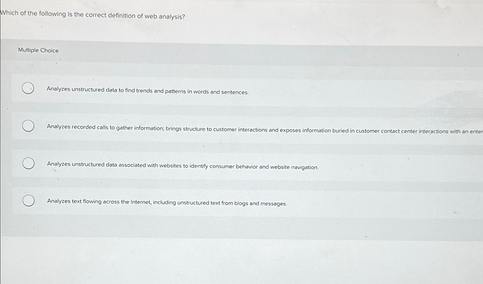 Which of the following is the correct definition