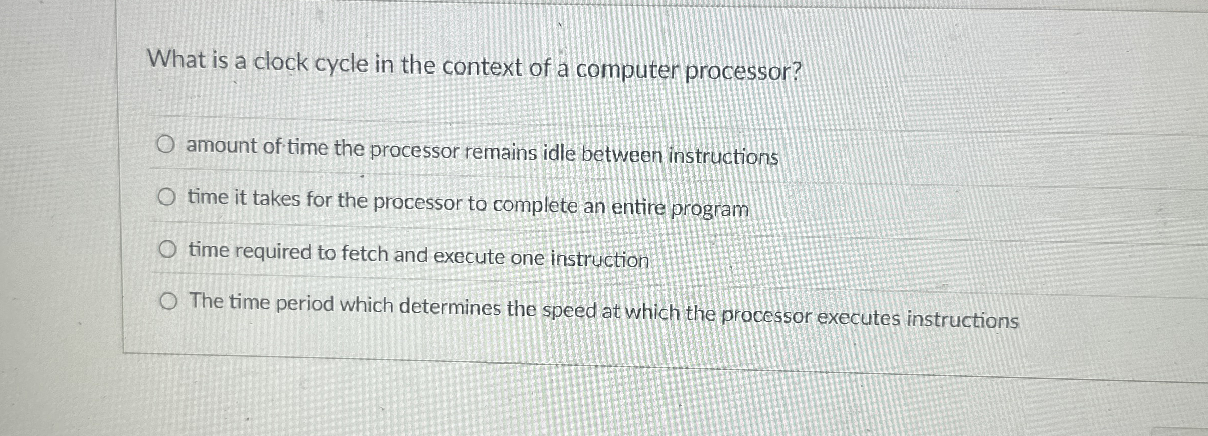 What is a clock cycle in the context of a