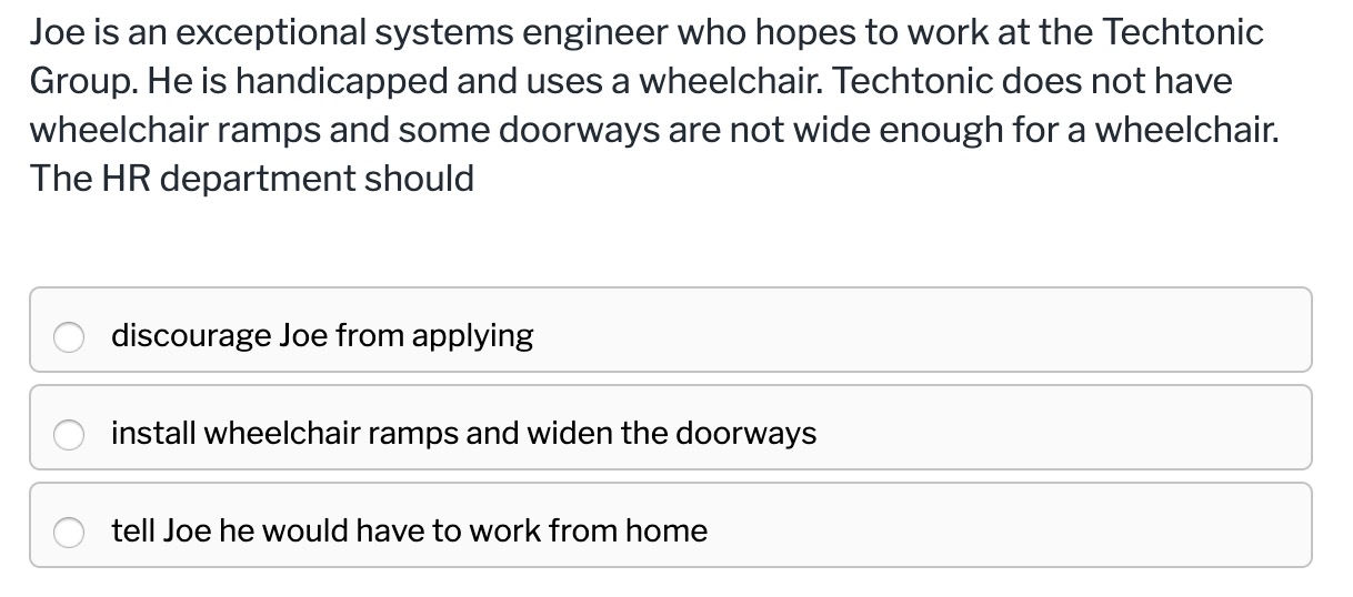 management quize Joe is an exceptional systems