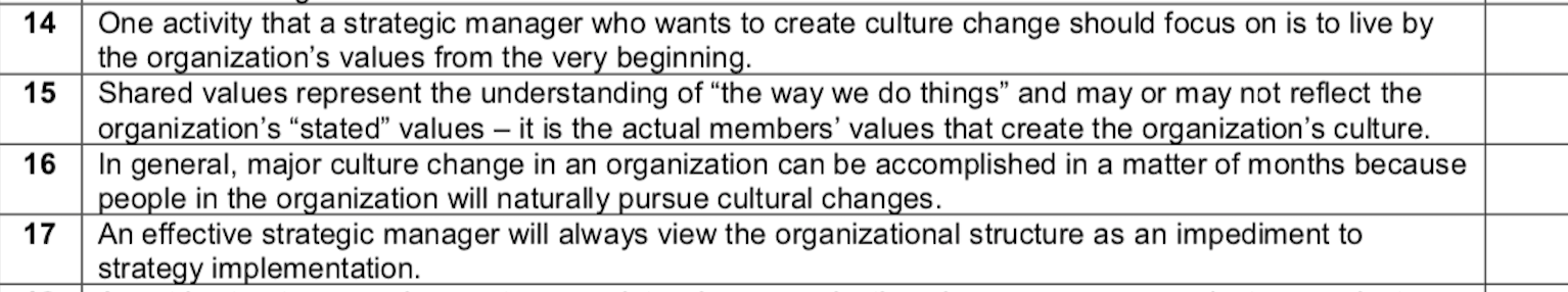 14 One activity that a strategic manager who