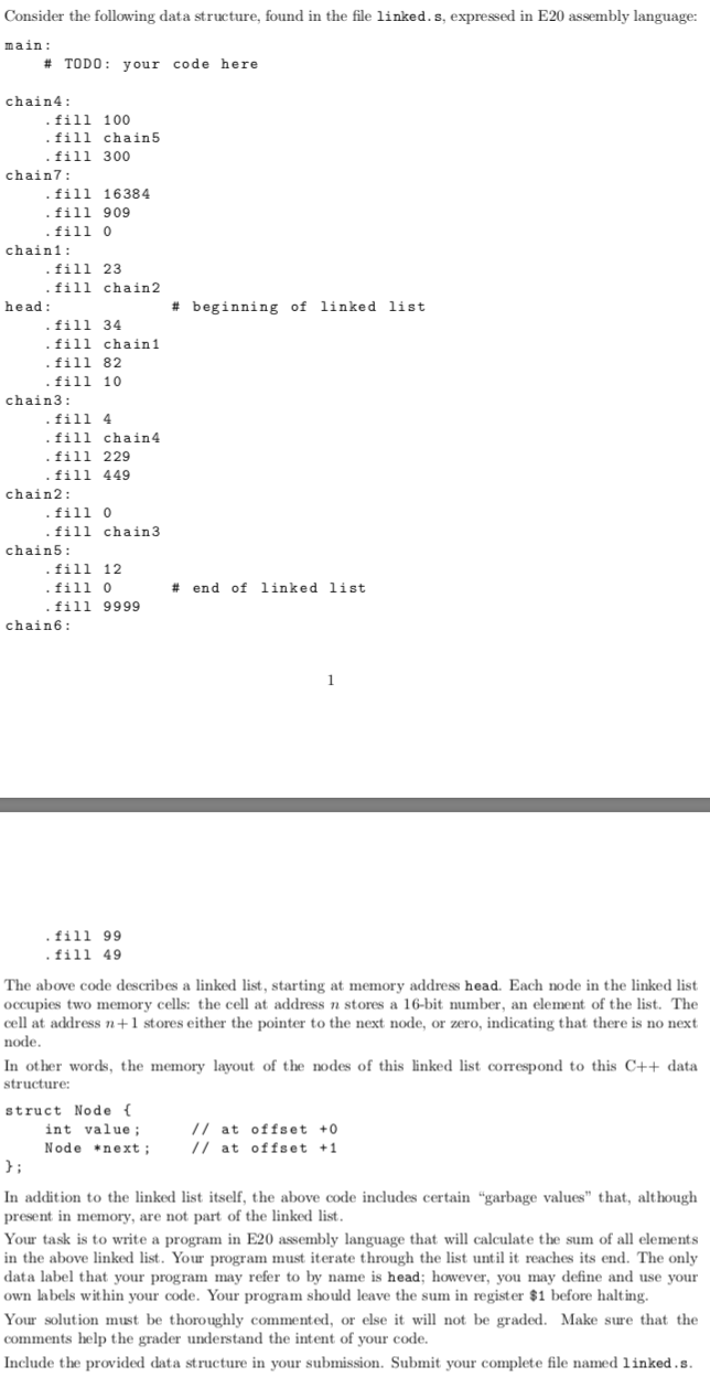 Consider the following data structure, found in