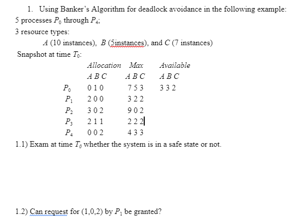 Using Banker's Algorithm for deadlock avoidance