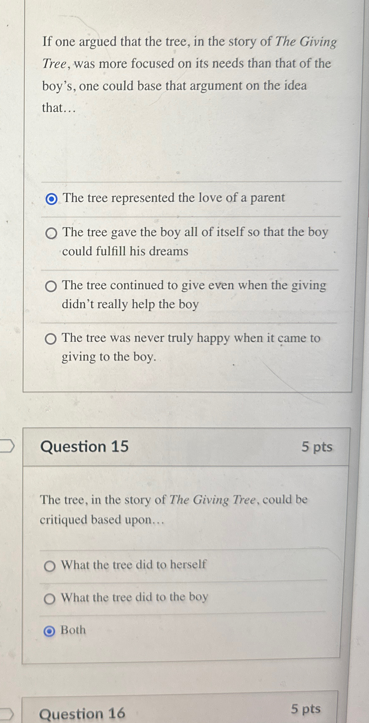 If one argued that the tree, in the story of The