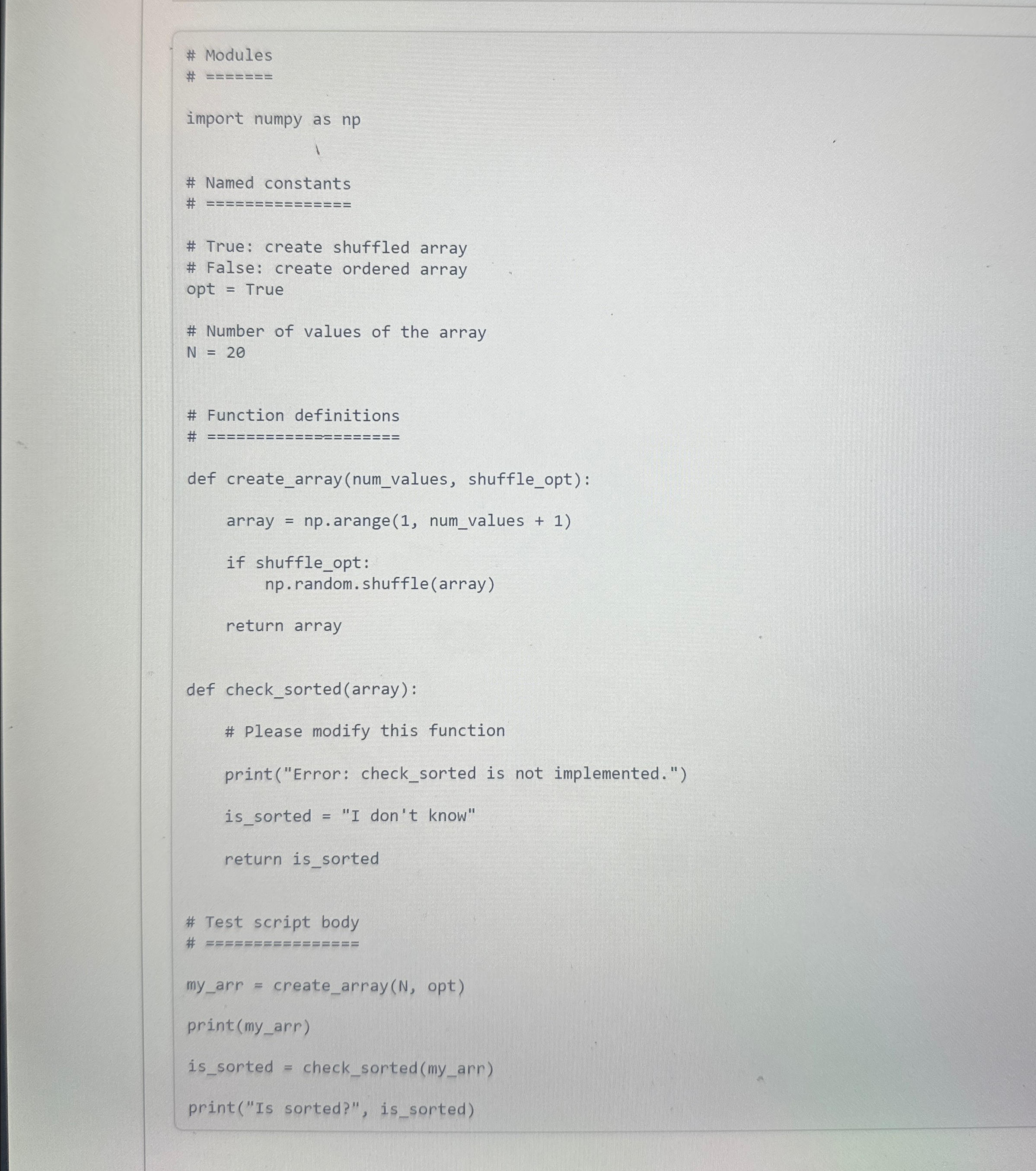 # Modules # = = = = = = = = import numpy as n p #