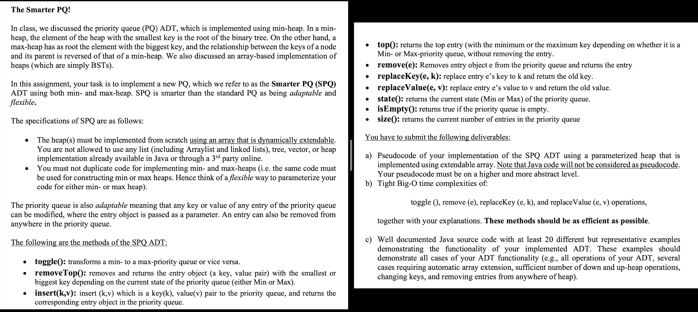 The Smarter PQ ! In class, we discussed the