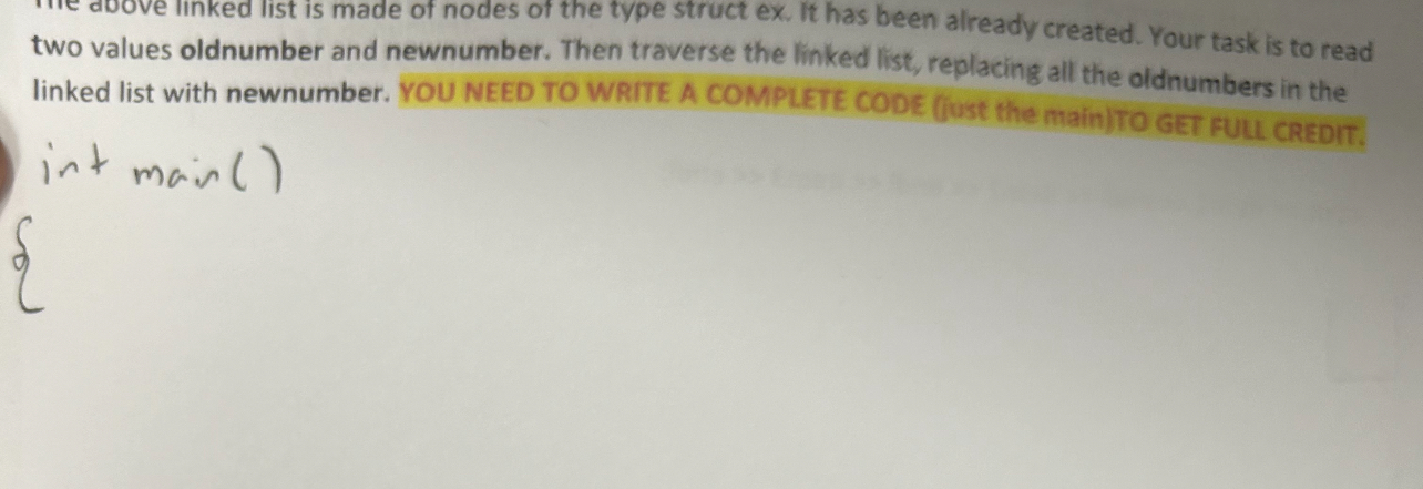newnumber. Then traverse the linked list,