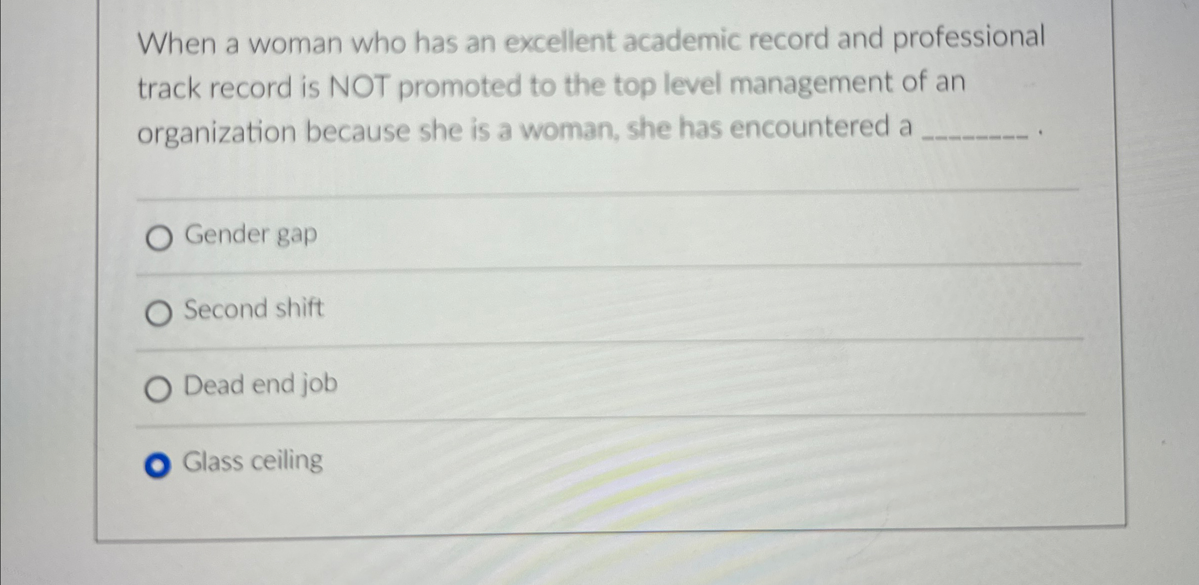 When a woman who has an excellent academic record