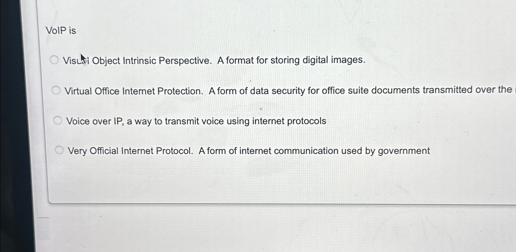VolP is Vischi Object Intrinsic Perspective. A