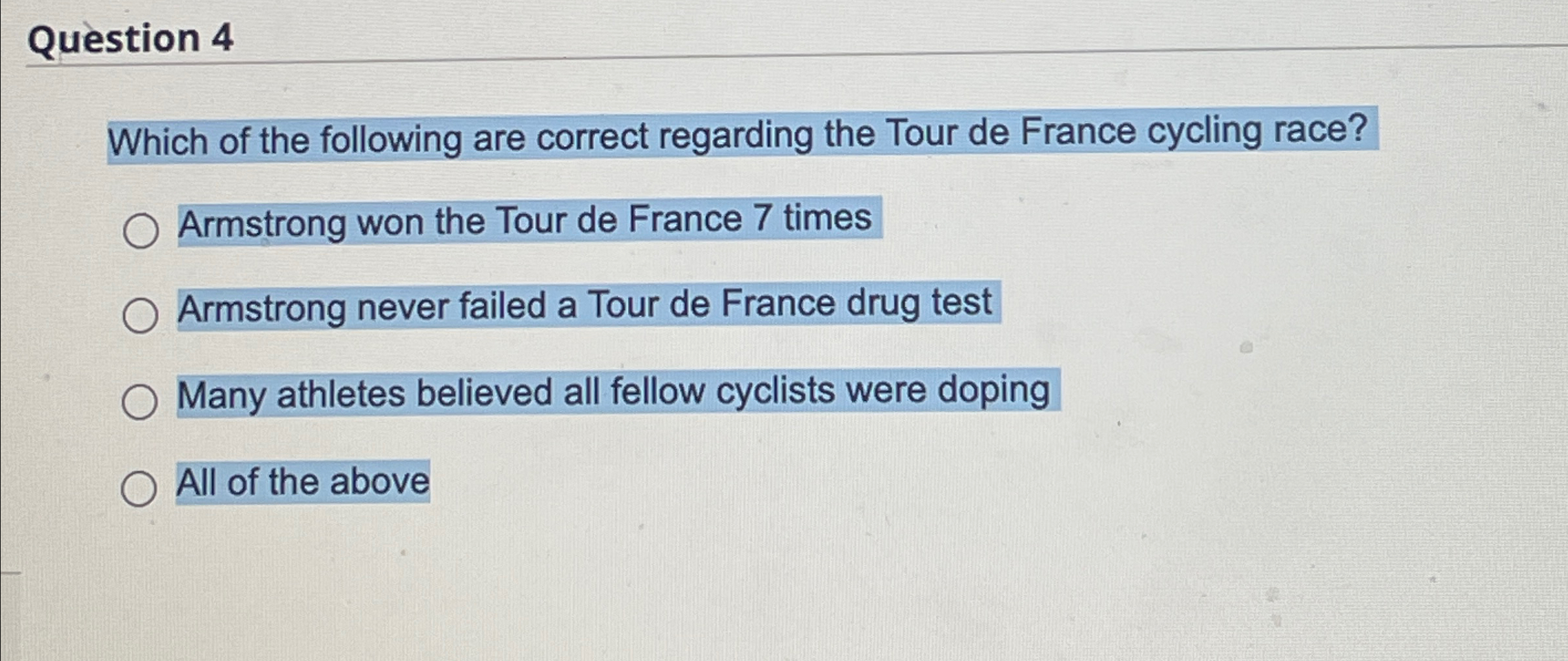 Question 4 Which of the following are correct