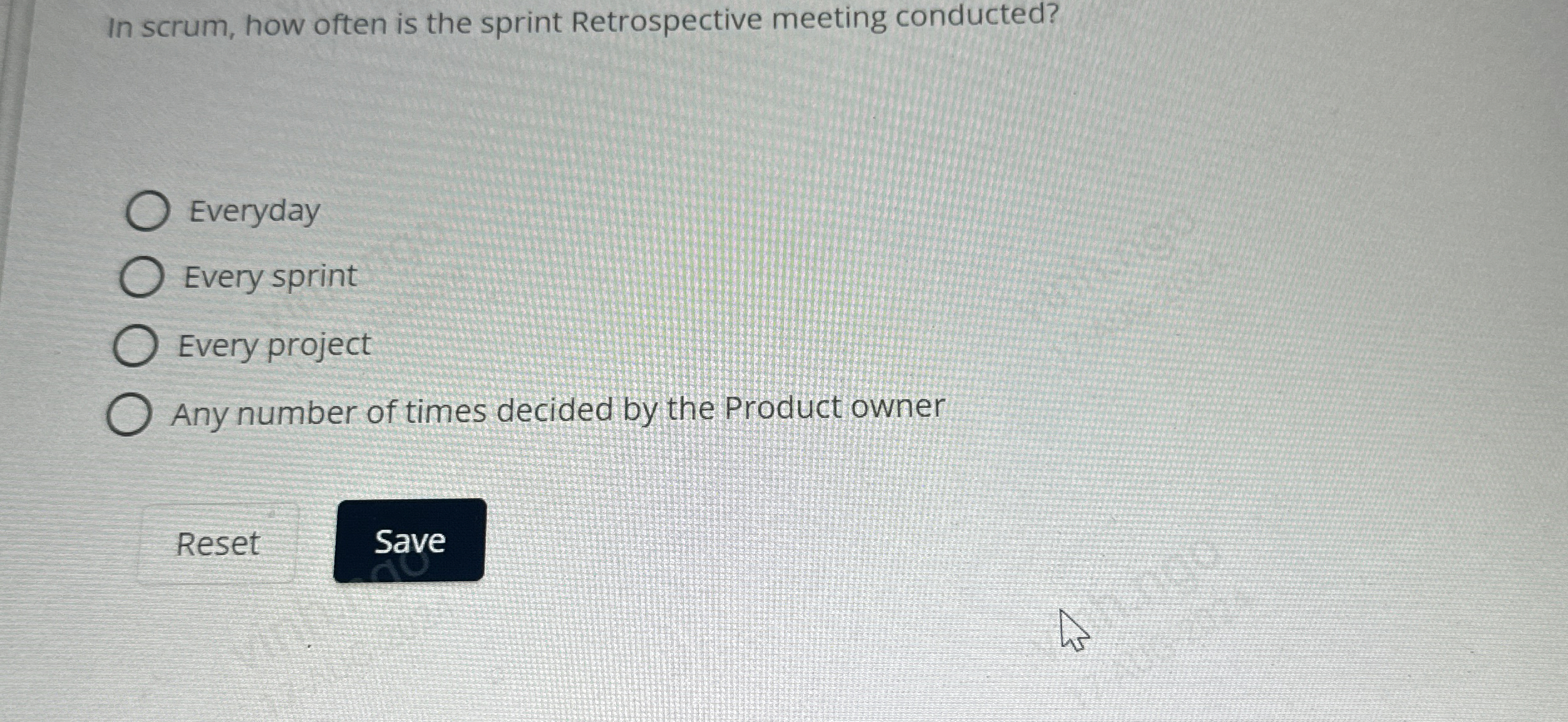 In scrum, how often is the sprint Retrospective