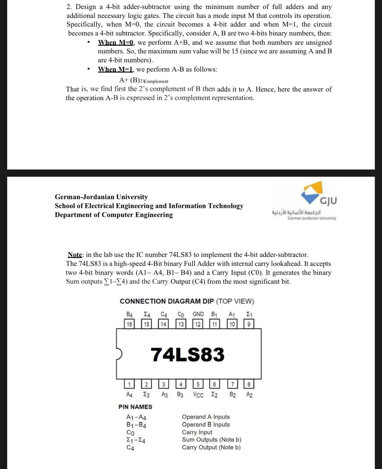 Design a 4 - bit adder - subtractor using the