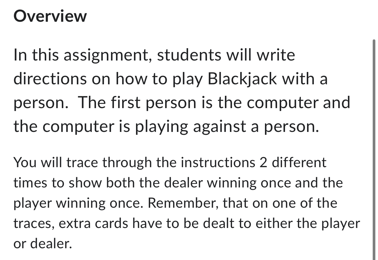 Overview In this assignment, students will write