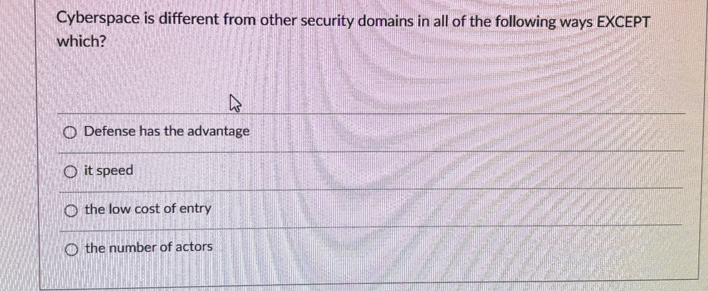 Cyberspace is different from other security