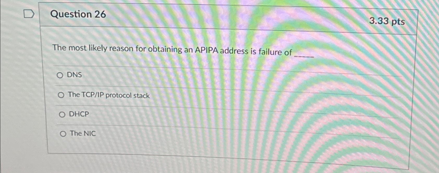 Question 2 6 3 . 3 3 p t s The most likely reason