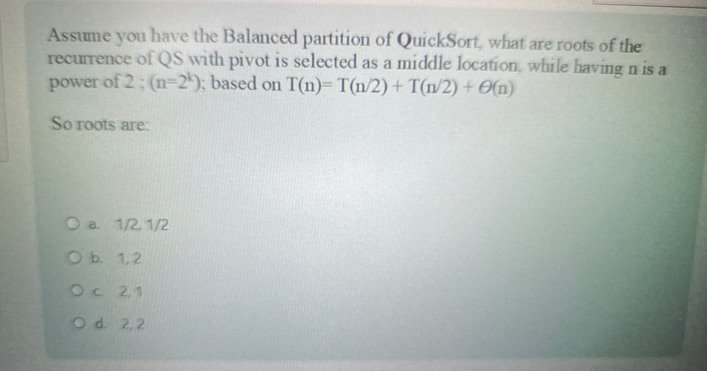 Assume you have the Balanced partition of