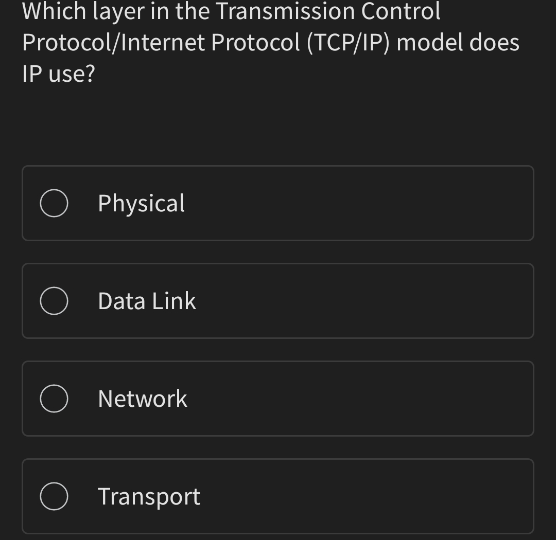 Which layer in the Transmission Control Protocol
