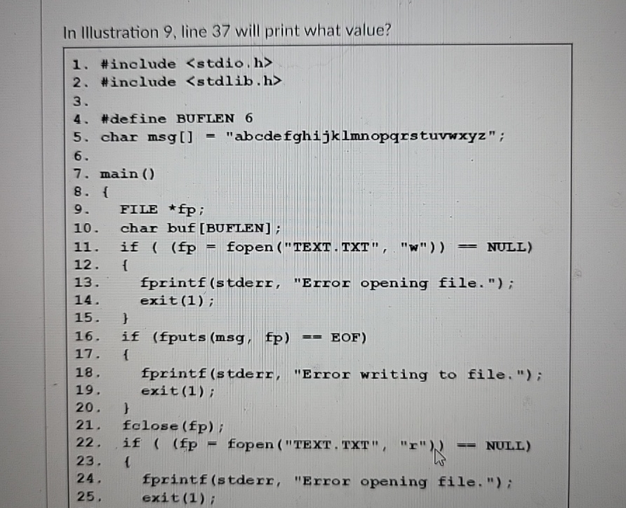 In Illustration 9 , line 3 7 will print what