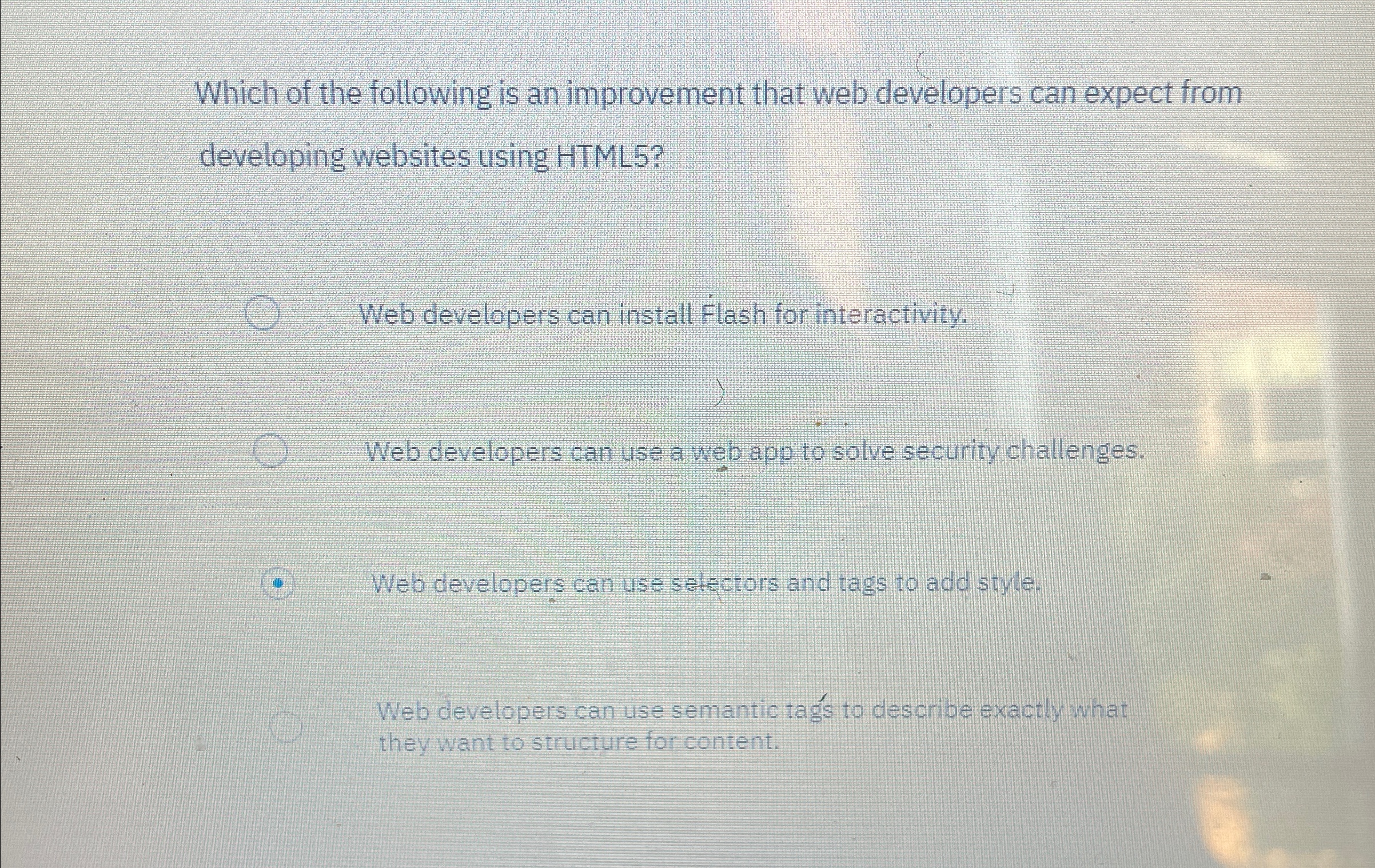 Which of the following is an improvement that web