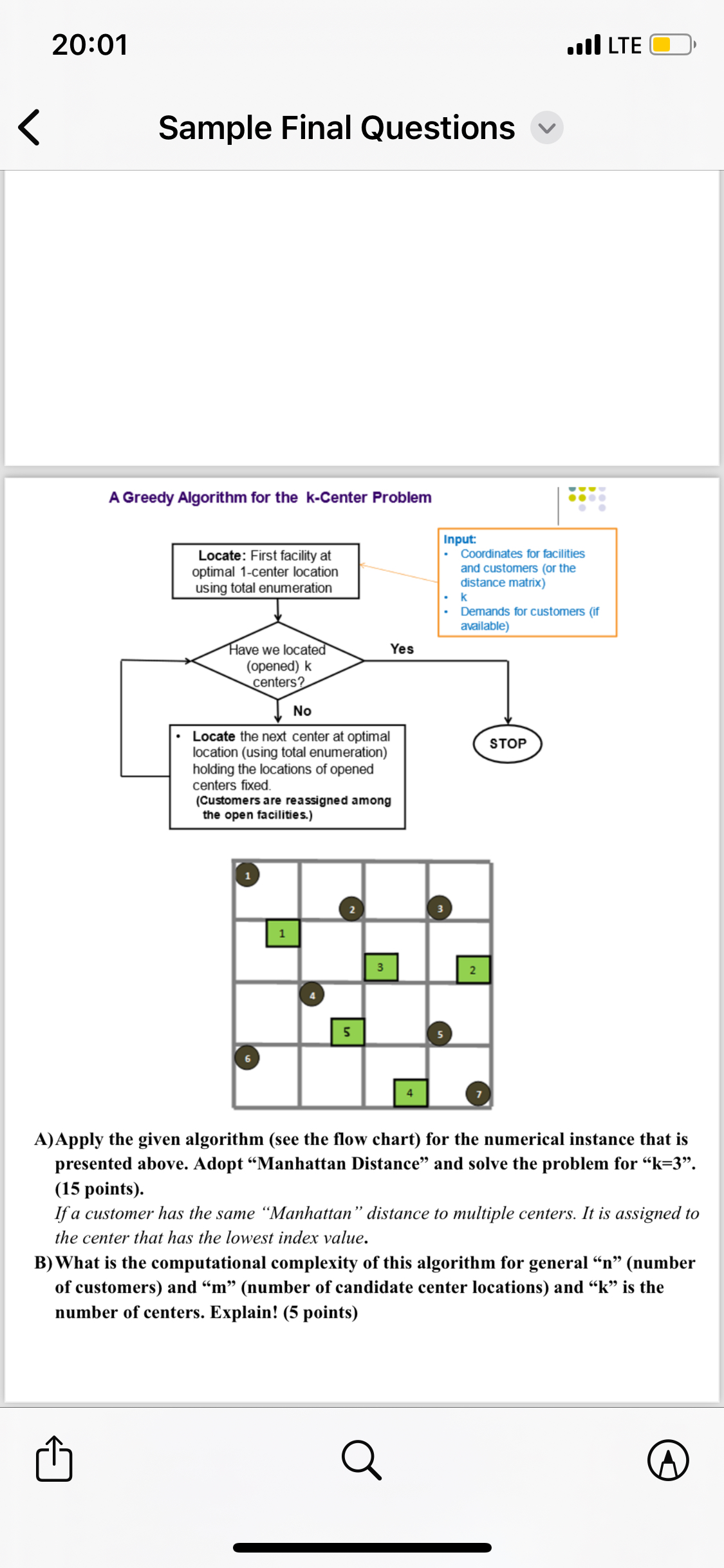 2 0 : 0 1 oll LTE Sample Final Questions A Greedy