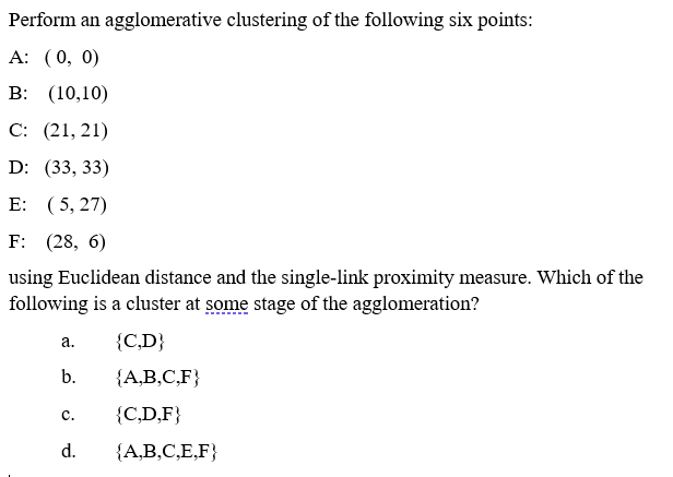 Perform an agglomerative clustering of the