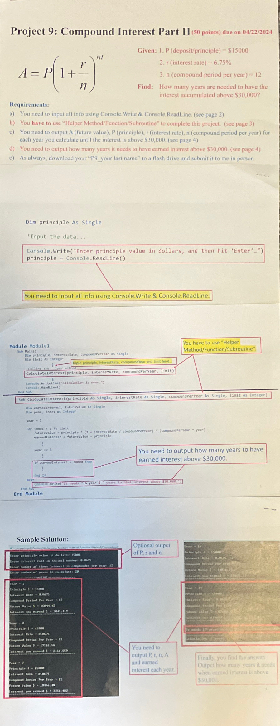 Visual basic.net application : Compound Interest