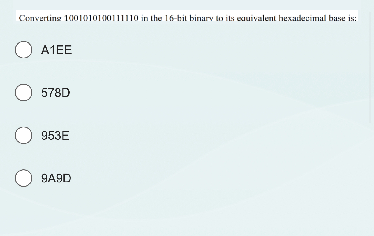 Converting 1 0 0 1 0 1 0 1 0 0 1 1 1 1 1 0 in the
