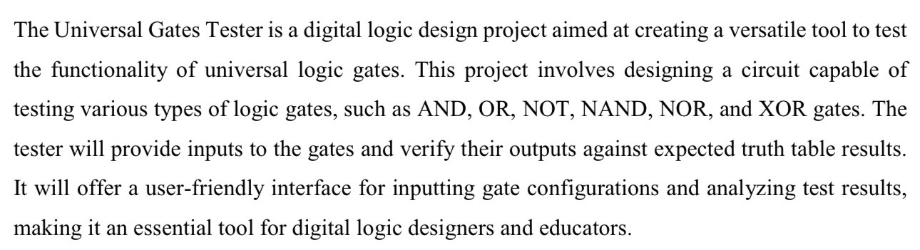 The Universal Gates Tester is a digital logic
