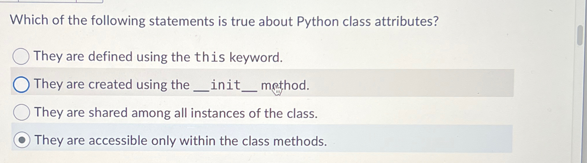 Which of the following statements is true about