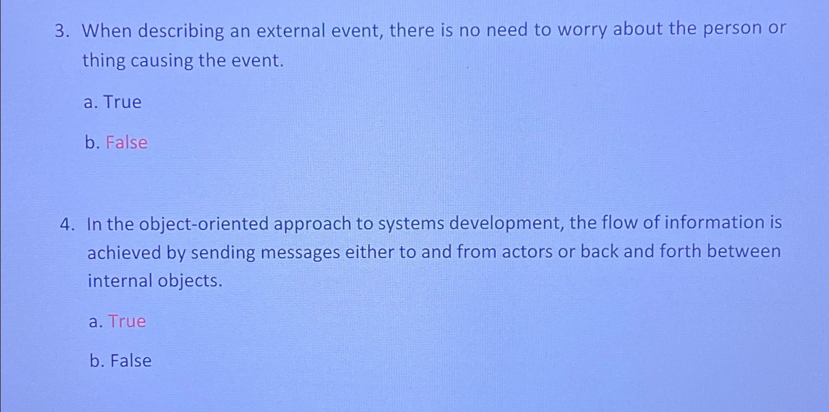 When describing an external event, there is no