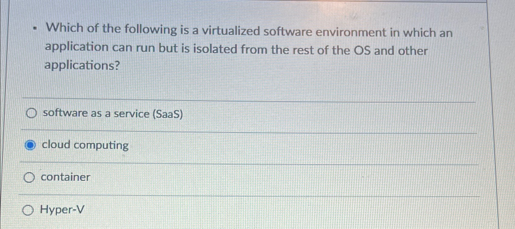 Which of the following is a virtualized software