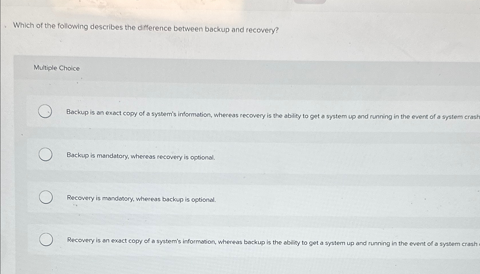 Which of the following describes the difference