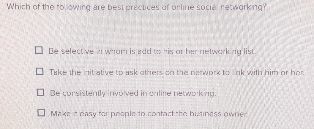 Which of the following are best practices of