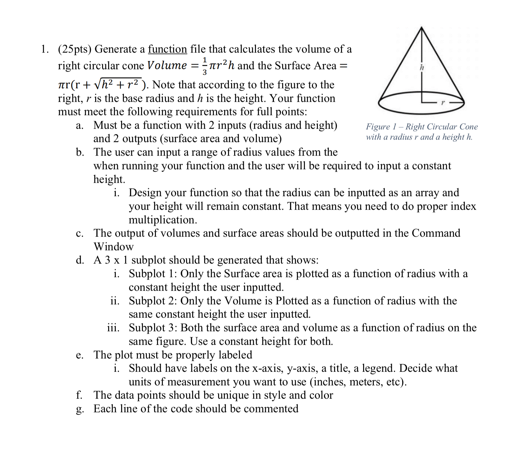 ( 2 5 pts ) Generate a function file that