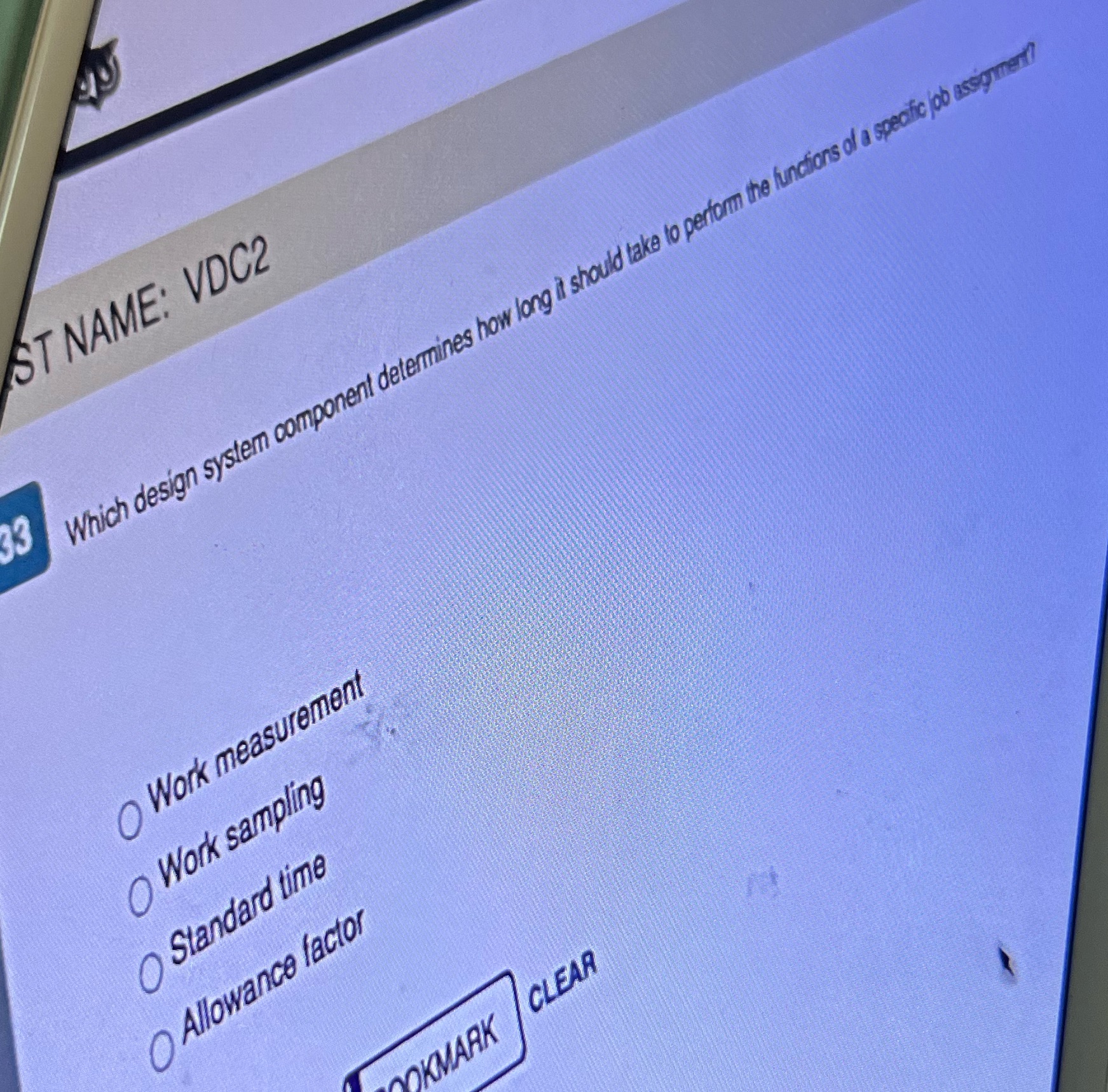 ST NAME: VDC2 33 Which design system component