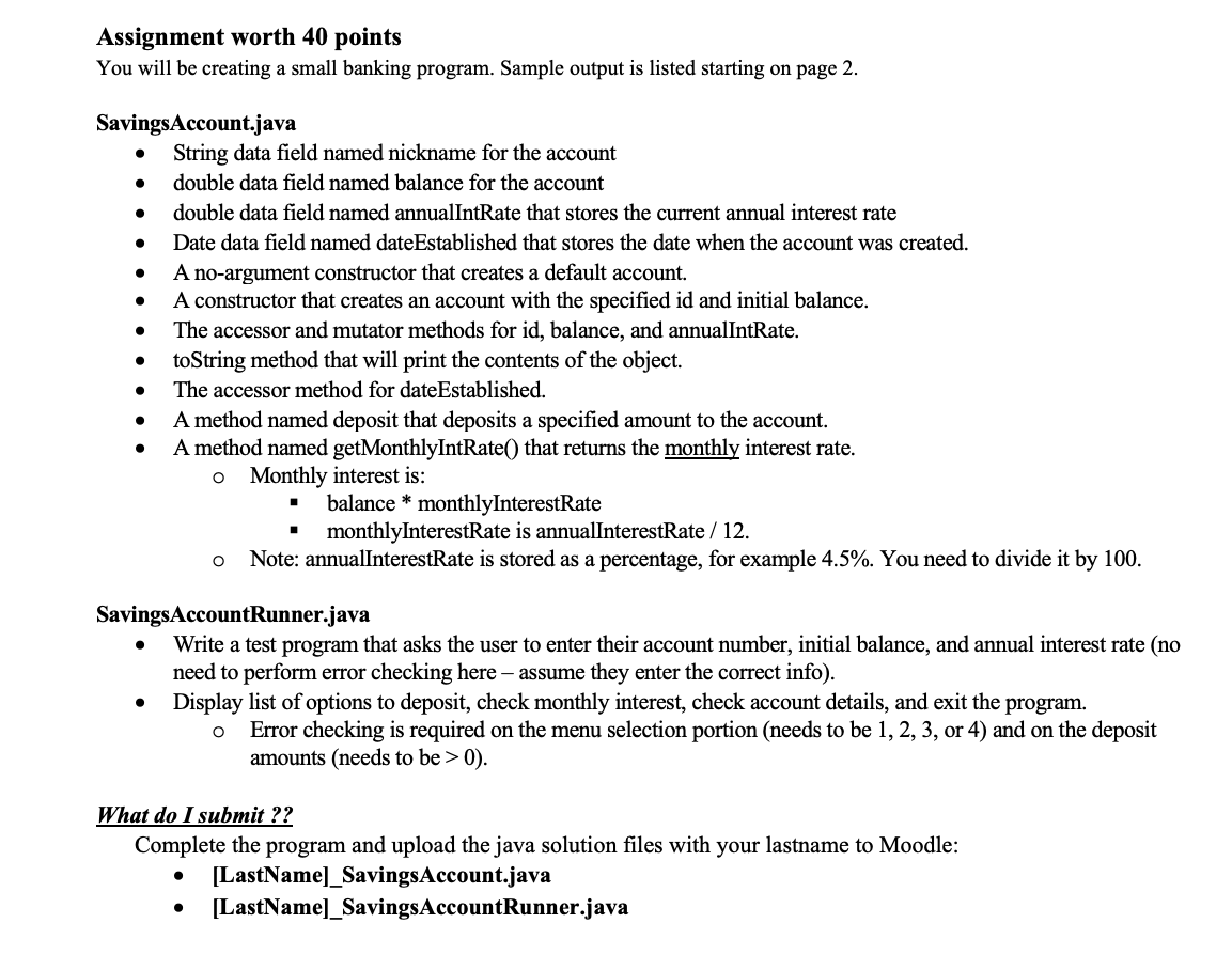 Assignment worth 4 0 points You will be creating