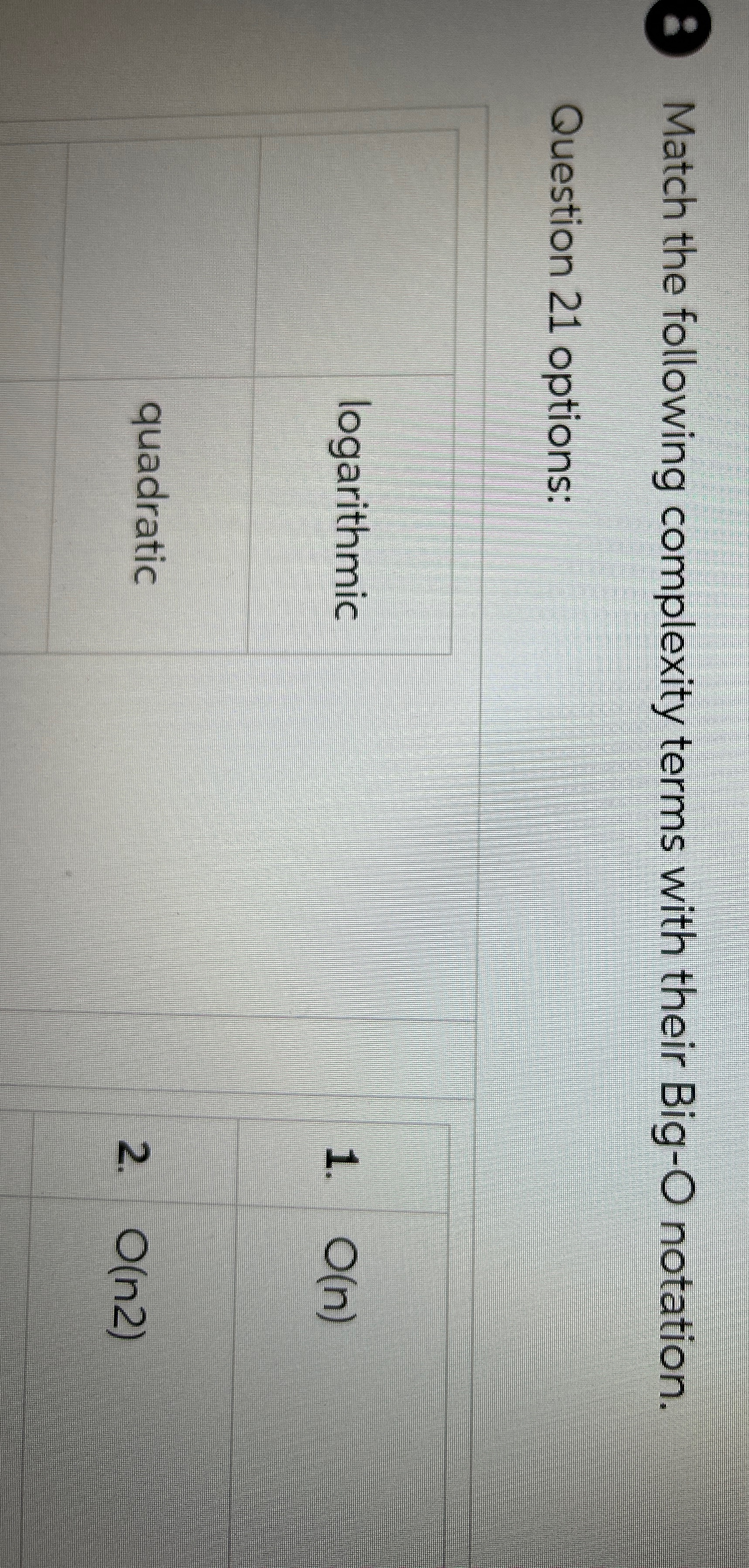 Match the following complexity terms with their