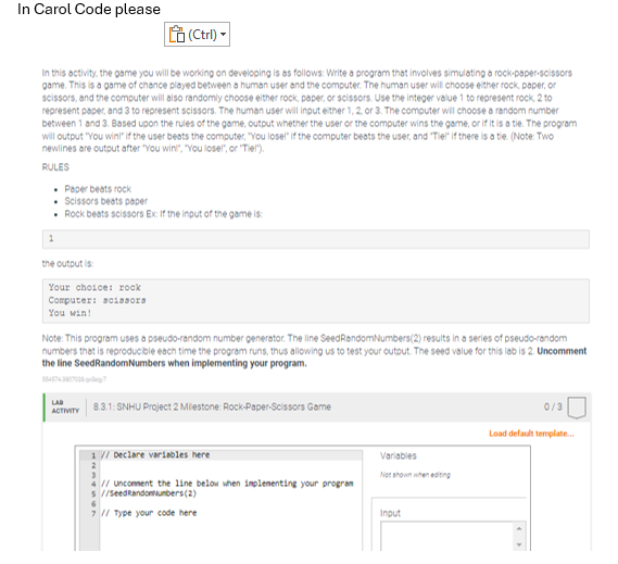 In Carol Code please