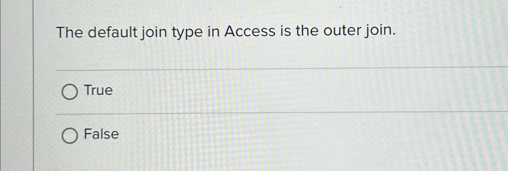 The default join type in Access is the outer