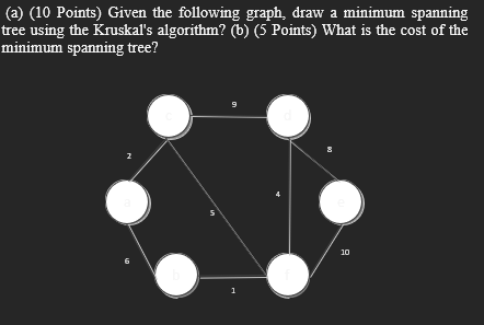 2 . ( a ) ( 1 0 Points ) Given the following