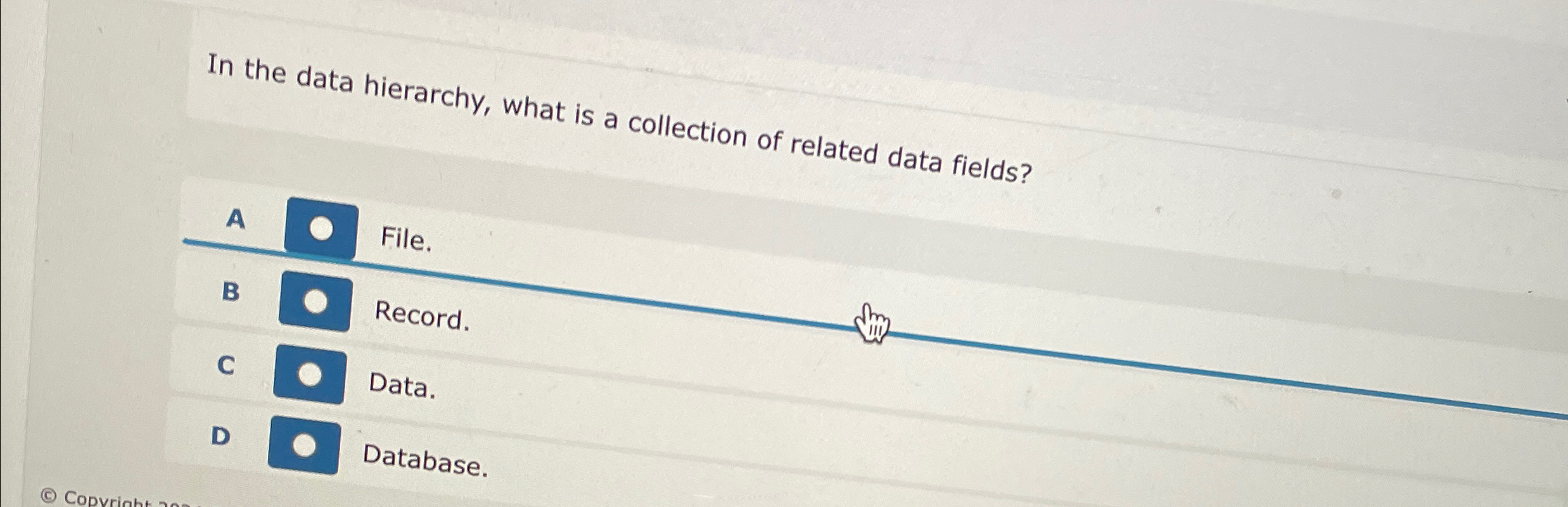In the data hierarchy, what is a collection of