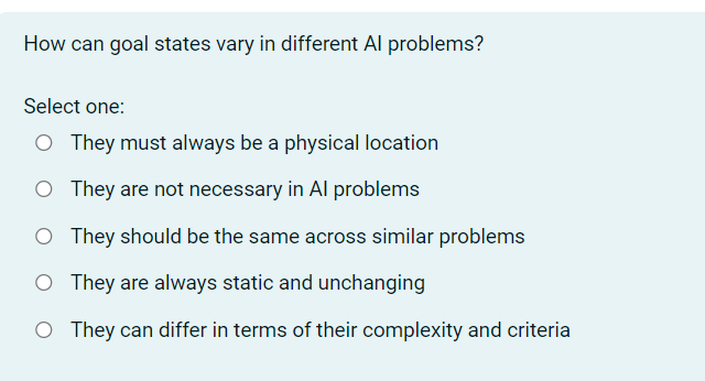 How can goal states vary in different Al