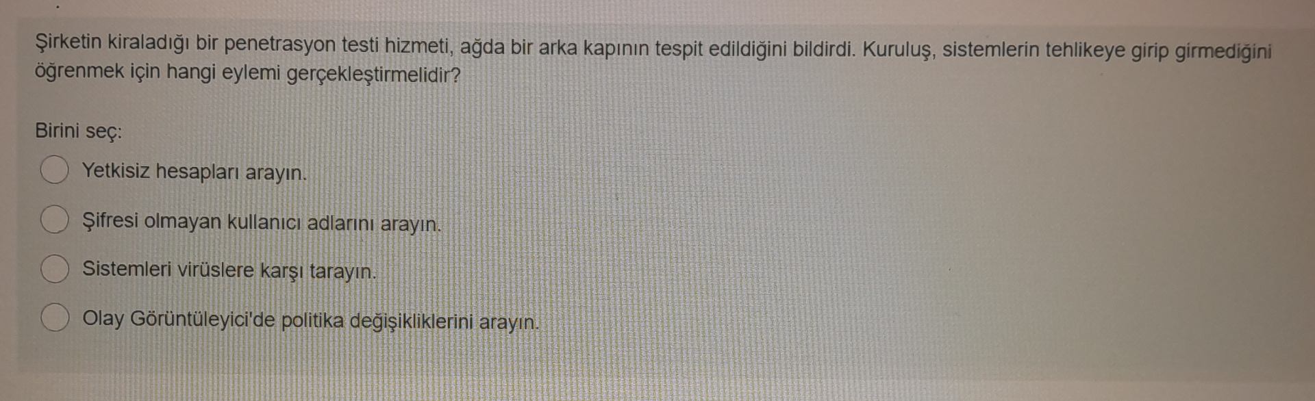 irketin kiralad bir penetrasyon testi hizmeti, a