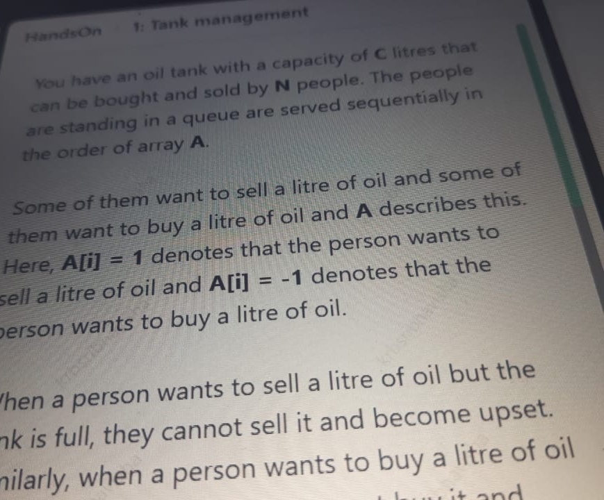 You have an oil tank with a capacity of C litres