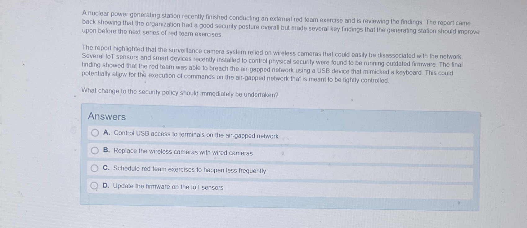 A nuclear power generating station recently