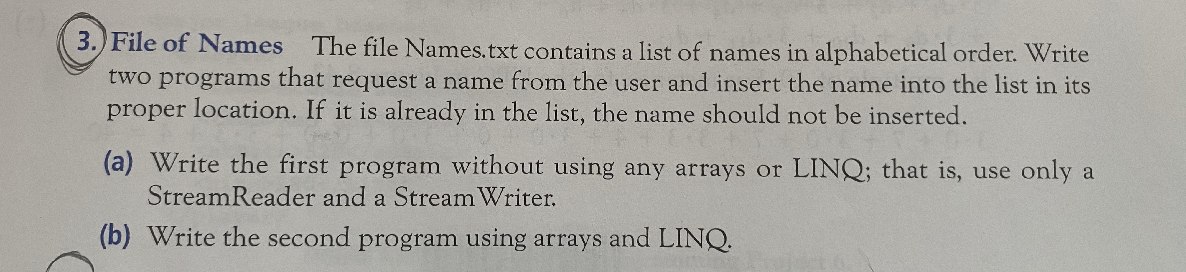 Show me the steps to solve File of Names The file
